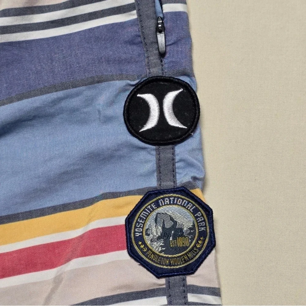 Hurley x Pendleton Yosemite National Park Board Shorts Mens 30 Blue Striped